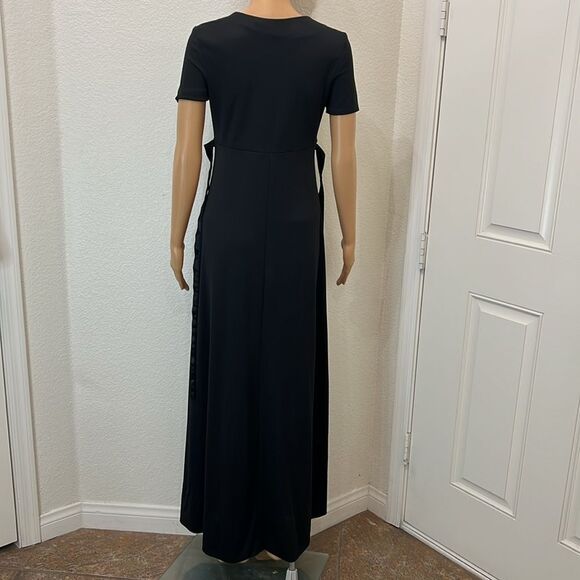 Formal Fashions Sz 04 Scoop Neck Short Sleeve Tie Back Maxi Formal Slip On USA - Picture 7 of 9